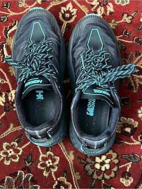 Hoka Women’s US 6 Black Blue Hiking Shoes Vibram Sole Trail Pre-owned